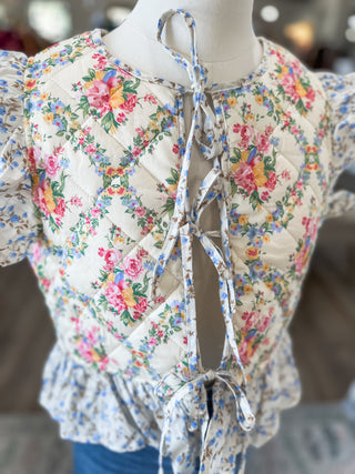 Petal Patchwork Tie Quilted Vest