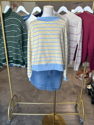 Sunny Side Yellow & Blue Stripe Pullover