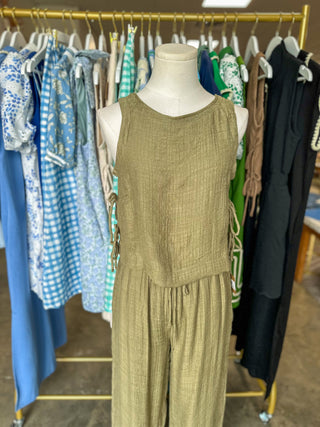 Olive Relaxed Linen Pants