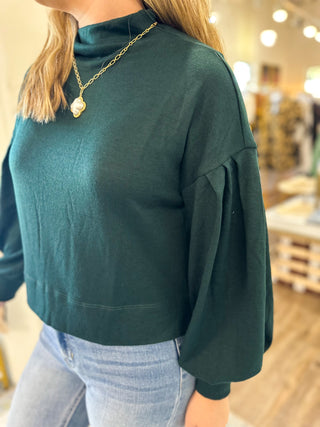 Hunter Green Essential Mock Neck Sweater