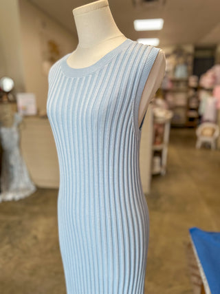 Blue All My Love Ribbed Midi Dress