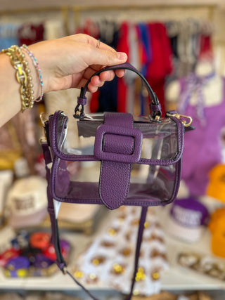 Purple Chic Flapover Clear Stadium Crossbody Bag
