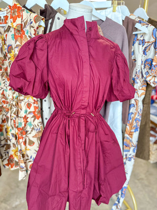 Burgundy Social Hour Cinched Waist Mini Dress