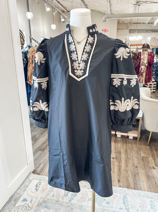 The Black Ever After Embroidered Mini Dress