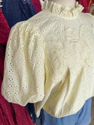 Cream Vintage Eyelet Top