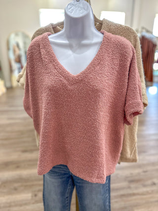 Dusty Rose V-Neck On Cozy Days Wear Me Top