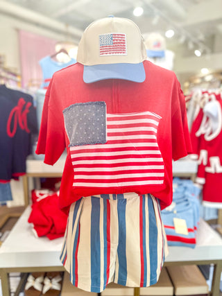Red Americana Babe Patch Top