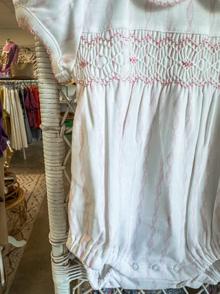 Pink Twirls Smocked Bubble