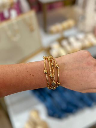 Gold Tubbing W/ Nugget Accents Set of 4 Stretch Bracelets