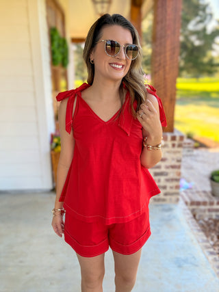 The Red Weekend Away Shorts Set