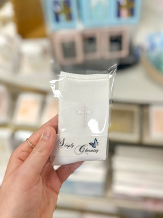 Newborn Knee-High Socks W/ Cross