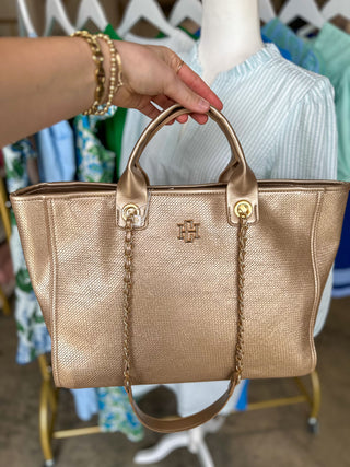 Woven Gold Missy Tote | Caroline Hill