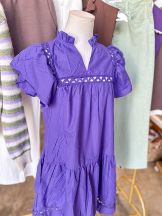 Purple Grace Eyelet Mini Dress