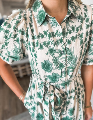 The Basil Petal Pressed Midi Dress