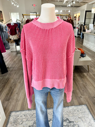 Pink Subtle Stitch Sweater Top