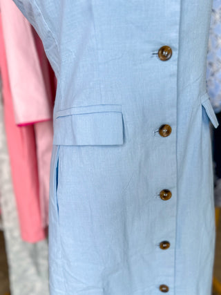 Chambray Chic Simplicity Button Down Midi Dress