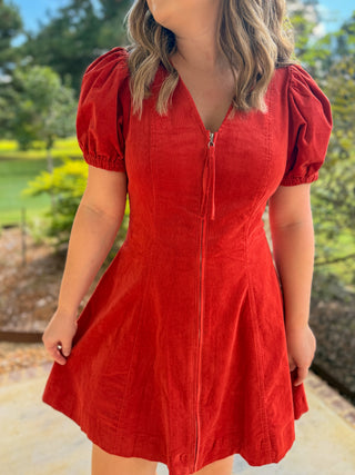 Brick Autumn Ember Zip Mini Dress