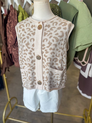 Cream Wild Side Leopard Sweater Vest