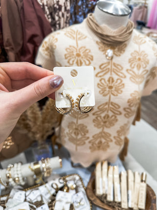 Gold Textured 1.35" Hoop Earring