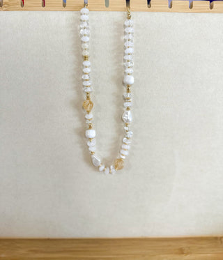 Natural Glow White Beaded Necklace