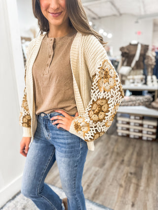 Warm Embrace Oatmeal Open Front Sweater Cardigan