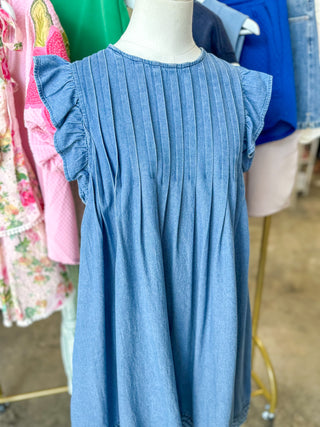 The Blue Skies Babydoll Denim Mini Dress