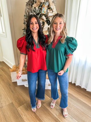 Green Festive Flair Top
