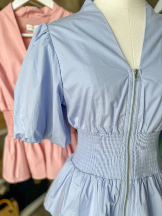 The Pretty in Periwinkle Smocked Peplum Top