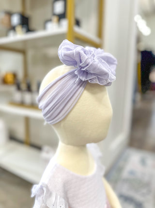 Lavender Frilly Frou Ruffle Headband Bow