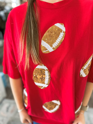 Red Dazzling Football Top