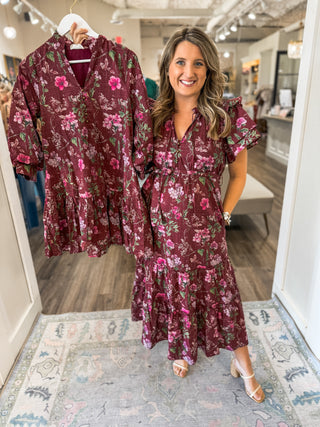 Burgundy Fall Fling MIDI Dress