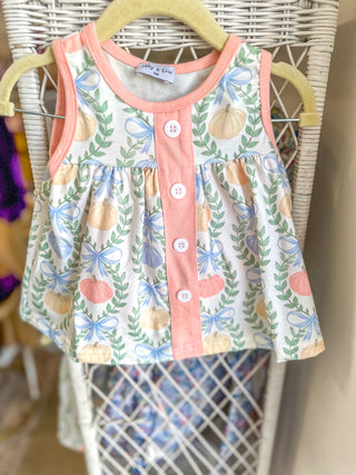 Pink Pumpkin Print Baby Girl Bloomer Set