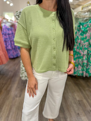 Soft Green Short Sleeve Cardigan