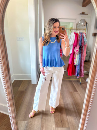 Chambray Soft & Sweet Peplum Top