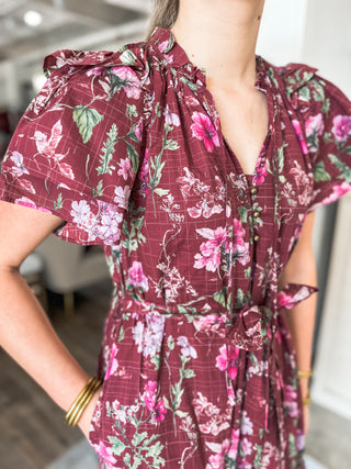 Burgundy Fall Fling MIDI Dress