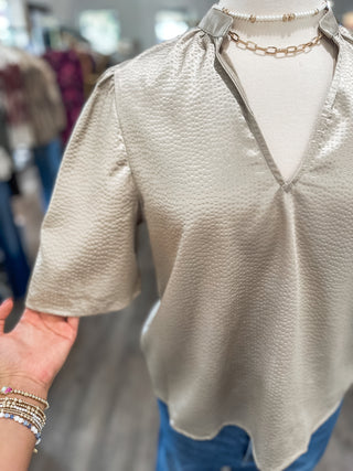 Taupe Love Story Short Sleeve Top