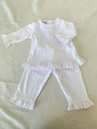 Elizabeth White & Pink Ruffle 2pc Set- Magnolia Baby