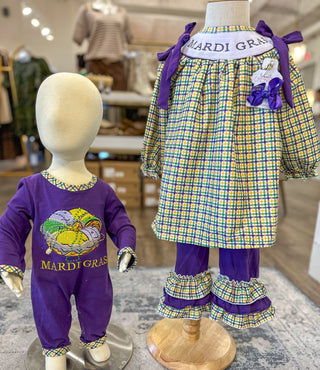 Mardi Gras Plaid Romper - OMG Custom