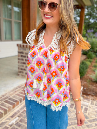 Pink Sweet Garden Lace Top