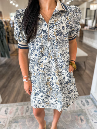 Slate Varsity Blooms Mini Dress