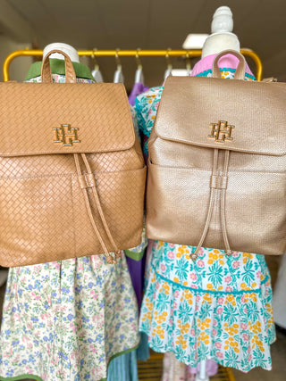 Woven Gold Bennett Backpack | Caroline Hill