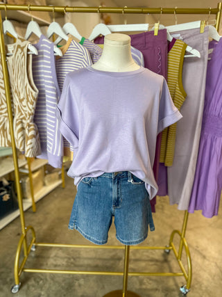 Lilac Classic Crewneck Scuba Top