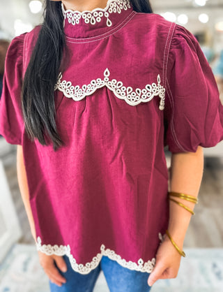 The Vintage Vine Burgundy Blouse