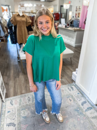 Ruby Mock Neck Short Sleeve Boxy Sweater