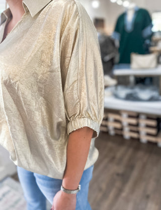 Pear Metallic Toast to Glam Top
