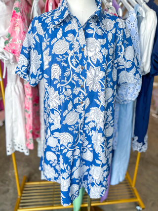 Summer in Blue Floral Mini Dress