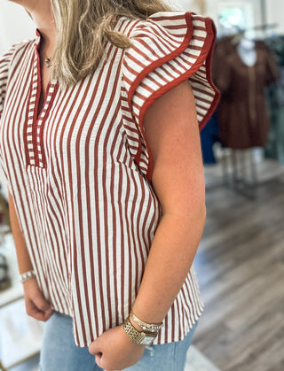 Rust Harbor Chic Flutter Sleeve Top