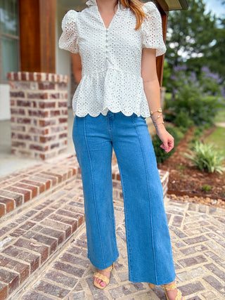 Denim Everyday Wide Pleated Pants