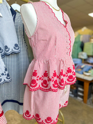 Red It Girl Summer Scallop Shorts Set