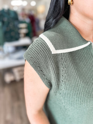 Olive Zip It & Go Sleeveless Sweater